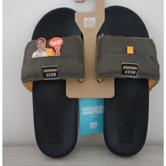Reef CI9802 Men's Sz 12 Forrest Green Jacket Stash Slip-On Slide Sandals - Picture 1 of 10